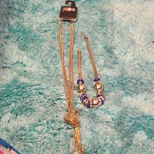 Gold Necklace and Blue and Gold Necklace